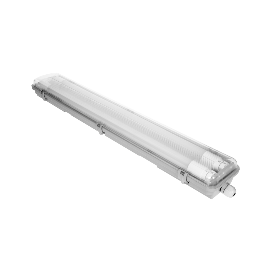 VUMBI II T8 LED 2x9W dust-proof luminaire, 1800lm, IP65, 4000K, with T8 LED tubes, 60 cm